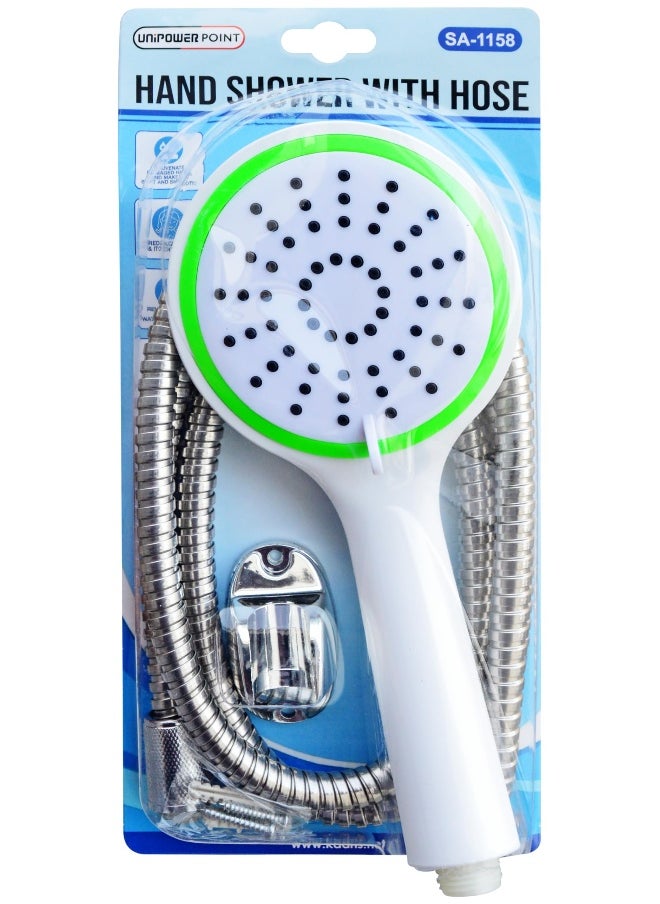 Unipower Unipower Shower Head Set,12 cms PVC Showerhead with120 cms Stainless Steel Shower Hose 3 Spray Settings Polished Chrome  - Image 2