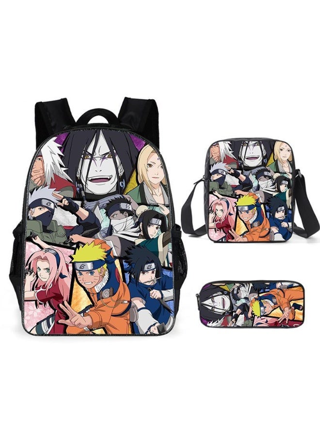 ناروتو على ظهره مقلمة حقيبة ثلاثة قطعة دعوى الرجال والنساء الترفيه الرياضة حقيبة السفر طالب حقيبة المدرسة - Image 1