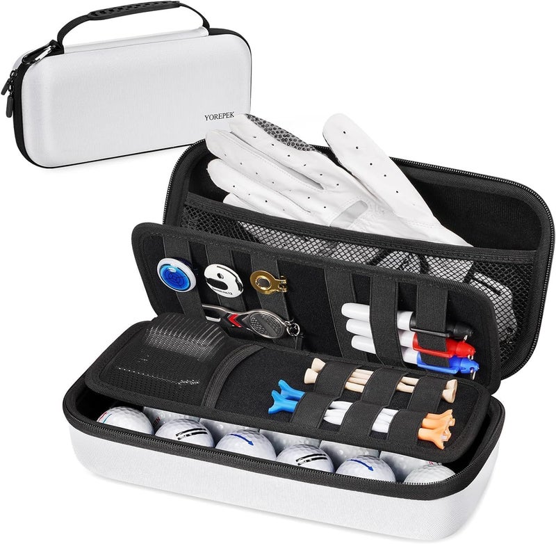 YOREPEK Golf Glove Holder with Removable Glove Shaper, Protective Hard Shell Golf Accessories Case Bag with 2 Dividers Fits Balls, Tees, Markers, Cool Gifts for Golfers - Image 1