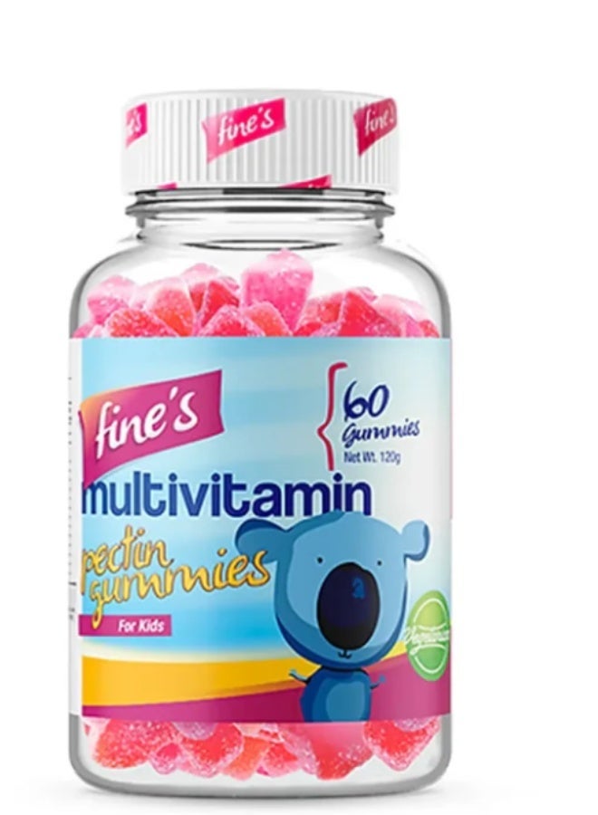 Fine's Multivitamin 60 Gummies Contributes to improving the functions of various body systems, such as the nervous and immune systems.  Enhances vision and eye health through essential vitamins.