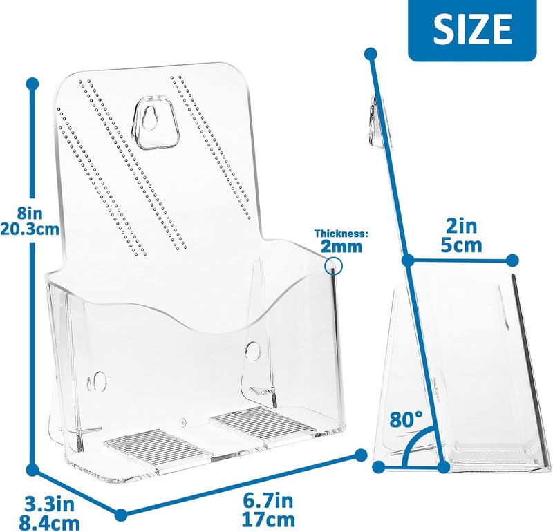 Argvey Acrylic Brochure Holder 6 x 8 inch, Plastic 6 Inches Wide Pamphlet Holder Wall Mount/Countertop Organizer for Display Flyer, Booklet, Document, Literature (6 Pack) - Image 3