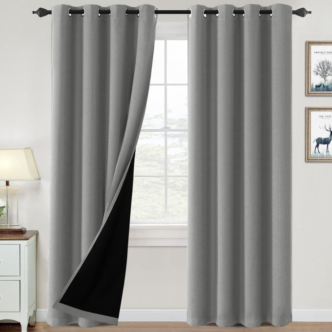 H.VERSAILTEX HVERSAILTEX 100 BLACKOUT CURTAINS FOR BEDROOM THERMAL INSULATED BLACKOUT CURTAINS 96 INCH LENGTH HEAT AND FULL LIGHT BLOCKING CURTAINS FOR LIVING ROOM WITH BLACK LINER 2 PANELS SET DOVE G
