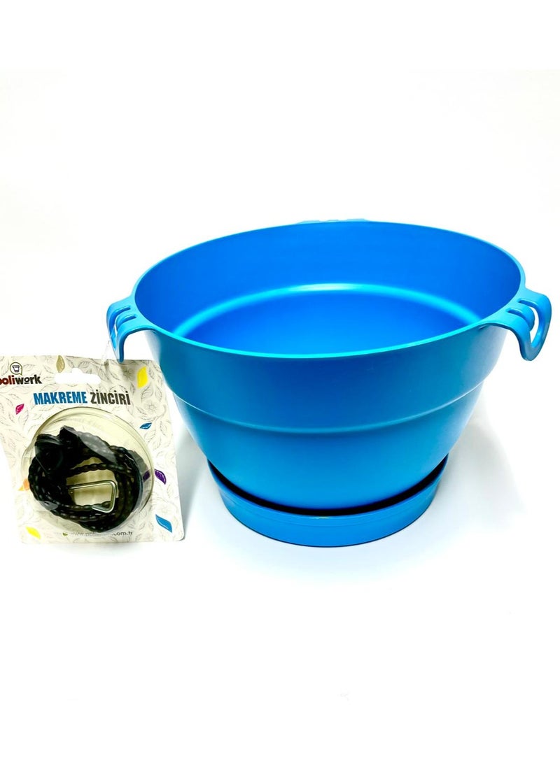 PoliWork Decorative hanging flowers indoor plastic pot, Flower and plant indoor pot, Blue Color, Manolya Makreme 24, PoliWork  - Image 1