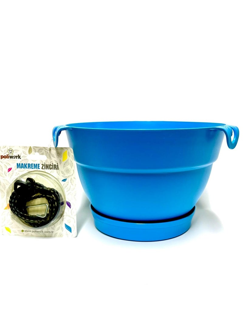 PoliWork Decorative hanging flowers indoor plastic pot, Flower and plant indoor pot, Blue Color, Manolya Makreme 24, PoliWork  - Image 2