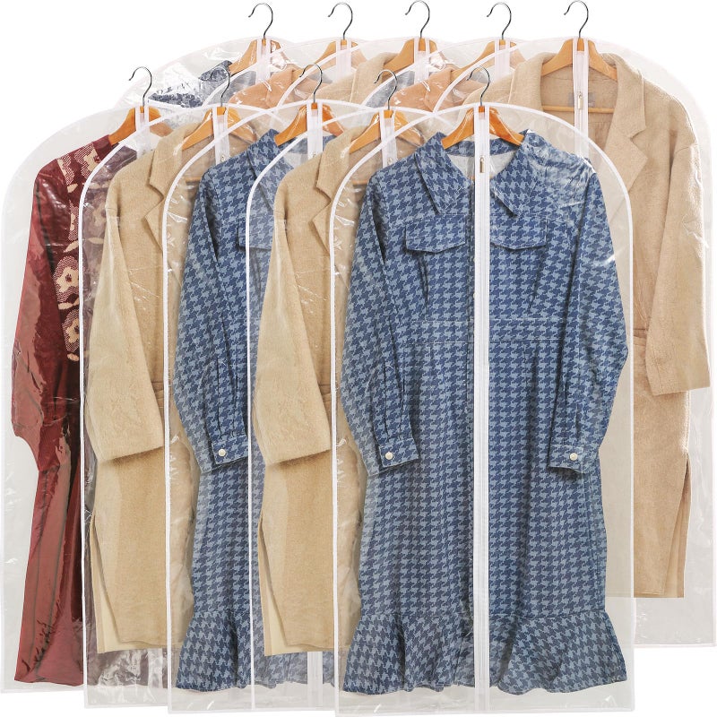 Perber All Clear Garment Bags for Hanging Clothes 48 Suit Bags for Closet Storage Plastic Dustproof Suit Cover Bags Clothes Protectors Bag with zipper for Coats Jackets Shirts10 Packs