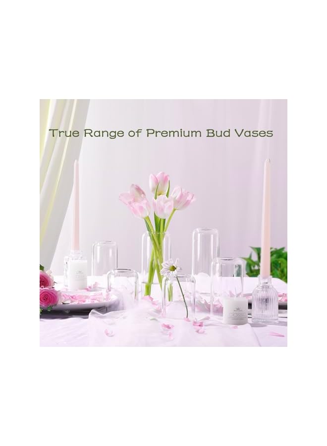 The Bros Glass Bud Vase Set of 6, Modern Hand Blown Small Bud Vases in Bulk for Flower, Clear Cylinder Glass Vase for Wedding Decorative,Living Room Home Décor - Image 2
