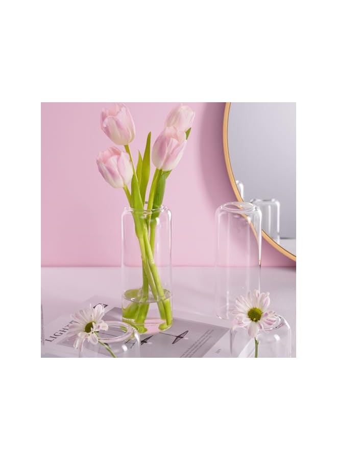 The Bros Glass Bud Vase Set of 6, Modern Hand Blown Small Bud Vases in Bulk for Flower, Clear Cylinder Glass Vase for Wedding Decorative,Living Room Home Décor - Image 3