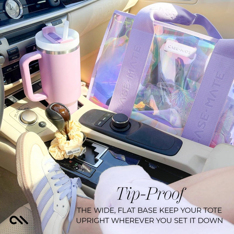 Case-Mate Official Soap Bubble Jelly Tote â€“ Iridescent Tote Bag with Phone Pouch for Women â€“ Waterproof, Tip-Proof, Foldable & Washable â€“ Handbag for Everyday Use, Travel, Pool & Vacation - Large - Image 2