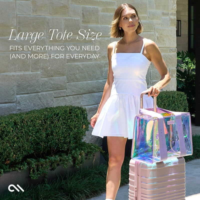 Case-Mate Official Soap Bubble Jelly Tote â€“ Iridescent Tote Bag with Phone Pouch for Women â€“ Waterproof, Tip-Proof, Foldable & Washable â€“ Handbag for Everyday Use, Travel, Pool & Vacation - Large - Image 4