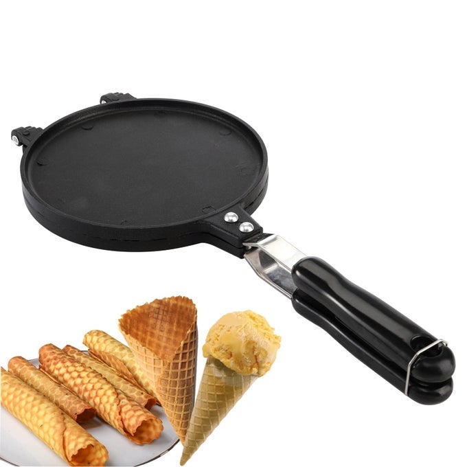 WAFFLE CONE MAKER NONSTICK ICE CREAM CONE MAKER 67 EGG ROLL CREPE PAN CAMP PANCAKE CRISPY CONE OMELET MOLD FOR WAFFLE CUPS CHOCO TACOS FUEL GAS STOVES ONLY
