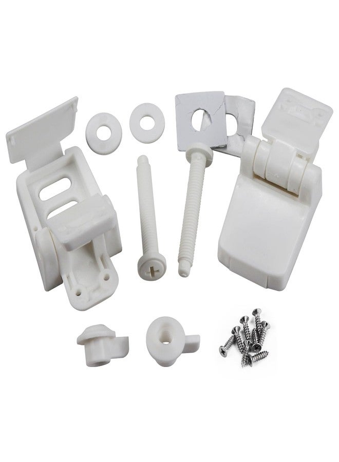 Meaferks Plastic Toilet Seat Hinges, Toilet Bolts Screws Nuts, Universal Toilet Replacement Patrts Fits Most American Toilet lids, 1 Pair White (2Pcs- MFL16) - Image 1