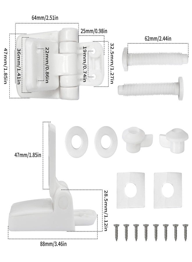 Meaferks Plastic Toilet Seat Hinges, Toilet Bolts Screws Nuts, Universal Toilet Replacement Patrts Fits Most American Toilet lids, 1 Pair White (2Pcs- MFL16) - Image 4
