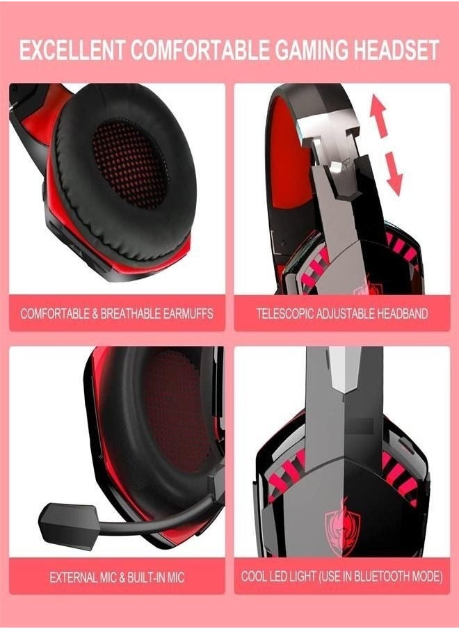 Generic - PS4 Gaming Headset for Xbox One, PS5, PC, G2000PRO Wired Over Ear Headphones with Detachable Noise Cancelling Mic, Bluetooth Wireless Earphones for Phone, One-Click 7.1 Sound, Up to 12h - Image 1