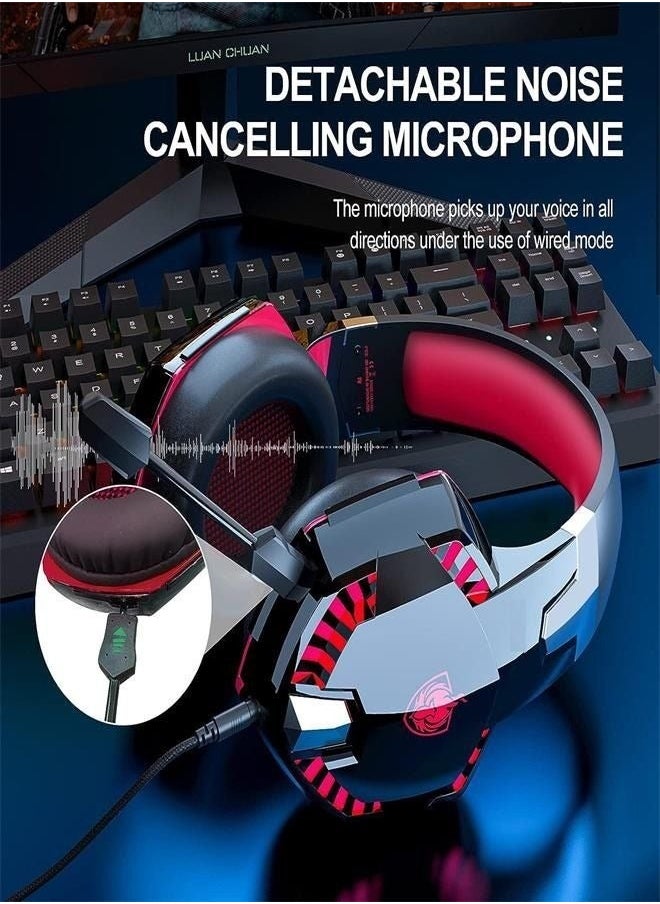 Generic - PS4 Gaming Headset for Xbox One, PS5, PC, G2000PRO Wired Over Ear Headphones with Detachable Noise Cancelling Mic, Bluetooth Wireless Earphones for Phone, One-Click 7.1 Sound, Up to 12h - Image 1