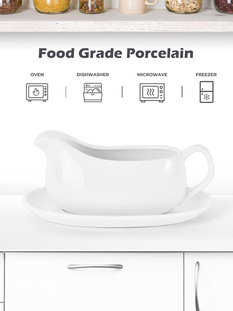 LoeJan 14 oz Gravy Boat with Sauce, Ceramic Sauce Serving Dish, Easy-Pour Big Dripless Lip Spout Serveware Set For Salad Cream Milk Broth Black Pumpkin Thanksgiving - Image 5