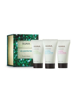 AHAVA AHAVA Three’s A Charm Gift Set - Includes Mineral Body Lotion, Mineral Hand Cream & Mineral Shower Gel, Enriched with Exclusive Dead Sea Mineral Blend Osmoter, 3 x 1.3 Fl.Oz  - Image 1