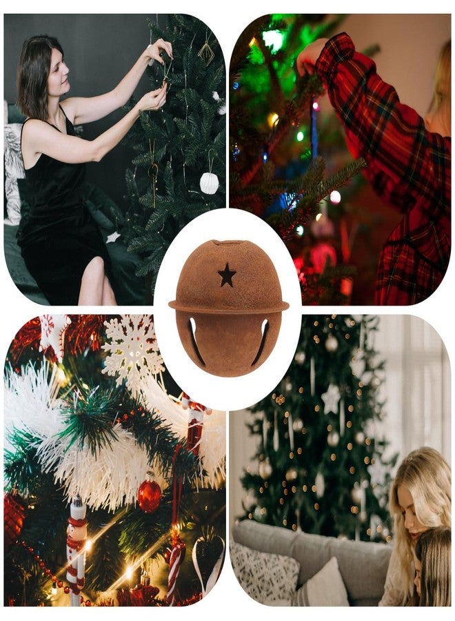 SUPVOX 12pcs Rusty Metal Christmas Jingle Bells with Star Cutouts Rusty Xmas Tree Decorations 4 Inch Light Brown Vintage Style Holiday Decor Craft Bell Ornament for Christmas Holiday Craft - Image 4