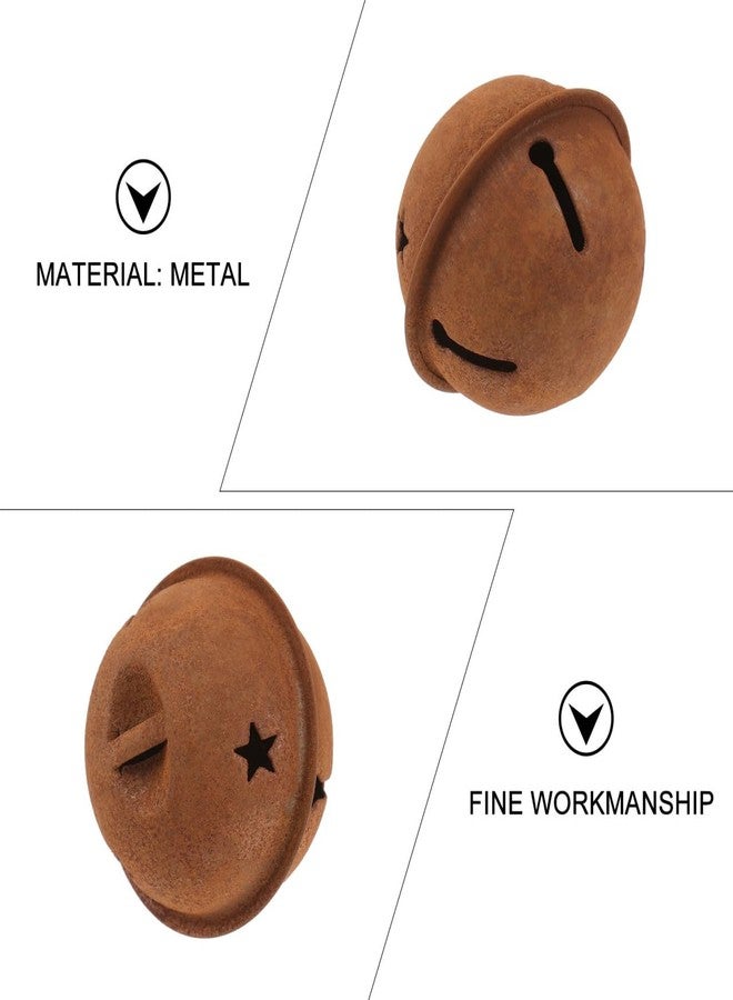 SUPVOX 12pcs Rusty Metal Christmas Jingle Bells with Star Cutouts Rusty Xmas Tree Decorations 4 Inch Light Brown Vintage Style Holiday Decor Craft Bell Ornament for Christmas Holiday Craft - Image 3