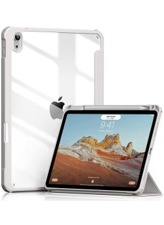 روك بو جراب لجهاز iPad (A16) مقاس 11 بوصة من الجيل 2025/جراب لجهاز iPad 11 من الجيل العاشر 2022 جراب iPad 10 مع حامل ثلاثي الطيات وغطاء خلفي شفاف مع حامل قلم ذكي لجهاز iPad 11 بوصة 2025/10.9 بوصة من الجيل العاشر 2022  - Image 1