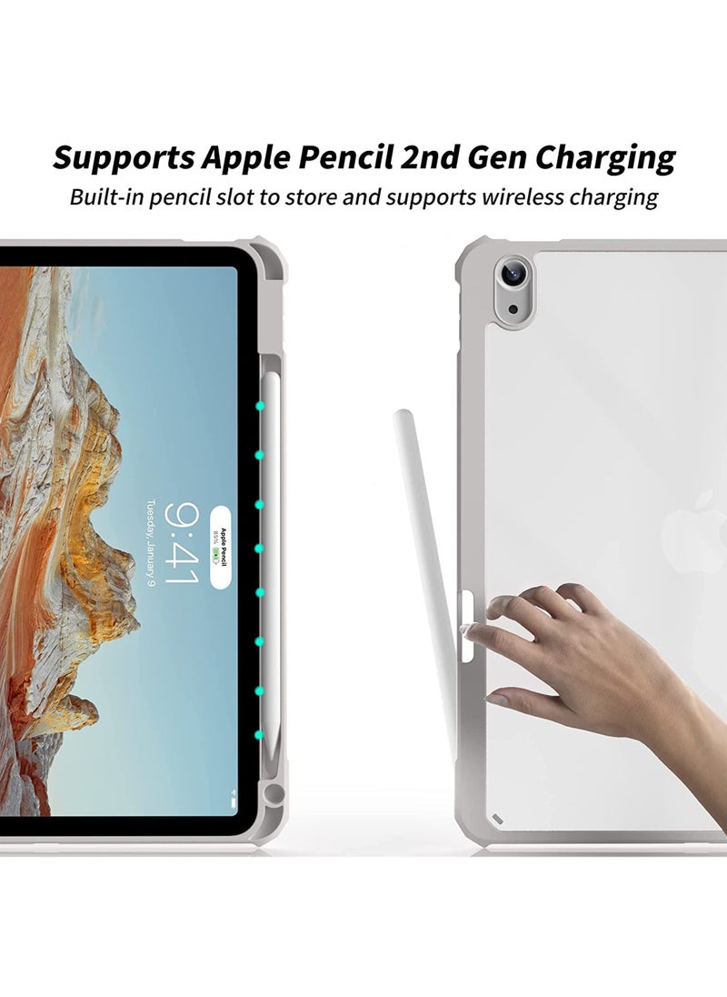 روك بو - جراب لجهاز iPad (A16) مقاس 11 بوصة من الجيل 2025/جراب لجهاز iPad 11 من الجيل العاشر 2022 جراب iPad 10 مع حامل ثلاثي الطيات وغطاء خلفي شفاف مع حامل قلم ذكي لجهاز iPad 11 بوصة 2025/10.9 بوصة من الجيل العاشر 2022 - Image 1