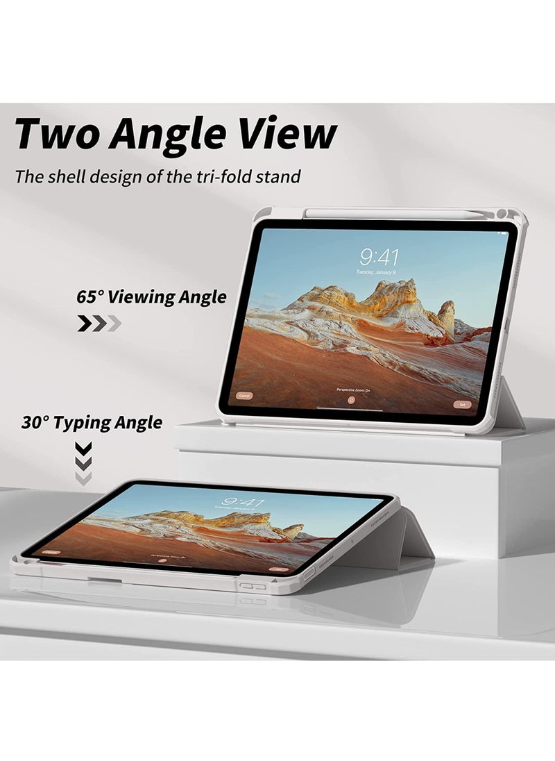 روك بو - جراب لجهاز iPad (A16) مقاس 11 بوصة من الجيل 2025/جراب لجهاز iPad 11 من الجيل العاشر 2022 جراب iPad 10 مع حامل ثلاثي الطيات وغطاء خلفي شفاف مع حامل قلم ذكي لجهاز iPad 11 بوصة 2025/10.9 بوصة من الجيل العاشر 2022 - Image 1
