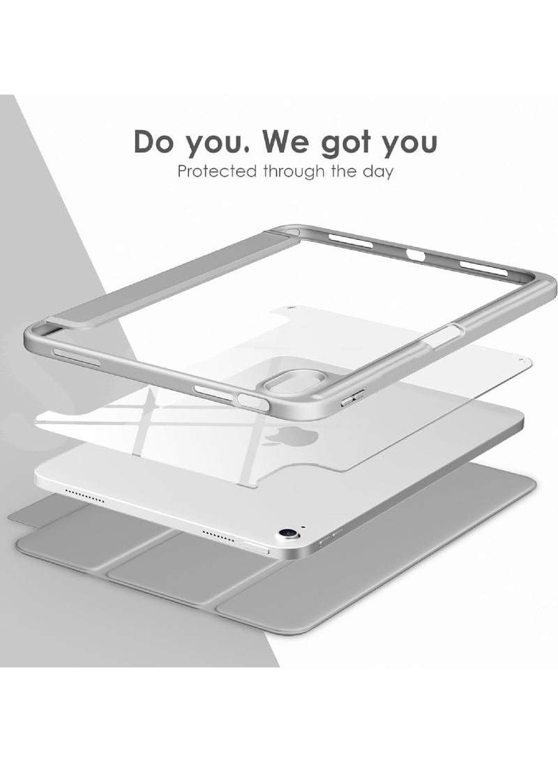 Rock Pow Case for iPad (A16) 11th 11 inch 2025 Gen iPad 11 Case/Case For iPad 10th Gen Case 2022 iPad 10 Case Trifold Stand Clear Transparent Shell Back with Pencil Holder Smart Cover for 11" iPad 11th 2025/10.9"iPad 10th Gen 2022 - Image 4
