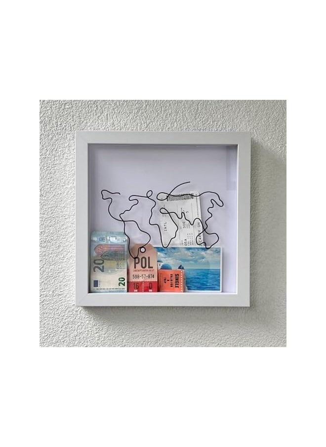 The Bros - 2024 Adventure Archive Box: Wooden Ticket Holder with Top Loading Display Case, Featuring a Top Slot, Travel Map World Memento Frame for Airplane, Train, and Concert Tickets (8''*8'') - Image 1