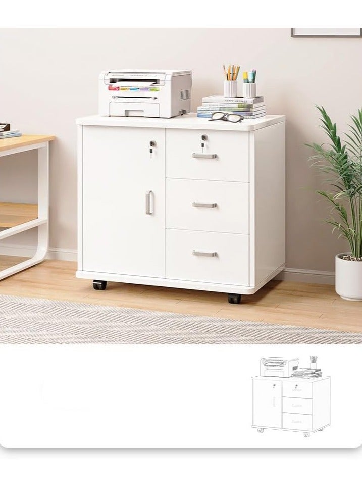 JOMILA Wooden Side Cabinet Modern Storage Cabinet Floor Document Cabinet with Wheels Filing Cabinets Office Cabinet with Lock - Image 3