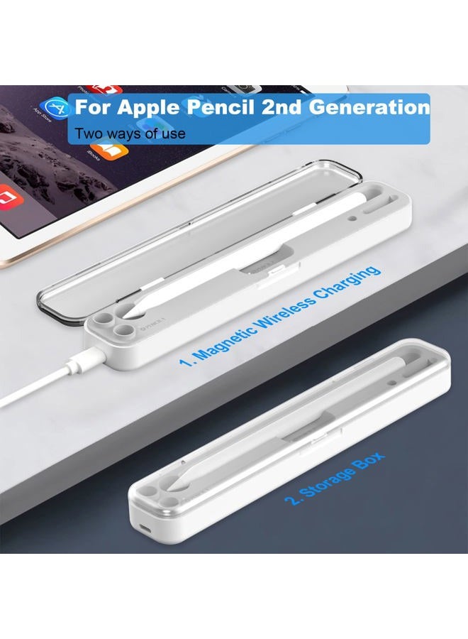 AreMe 2 in 1 Charging Case Compatible with Apple Pencil 2nd and 1st Generation, Magnetic Wireless Charger Dock for Pencil 2nd Gen, Portable Travel Case Storage Box for iPad Pencil - Image 4