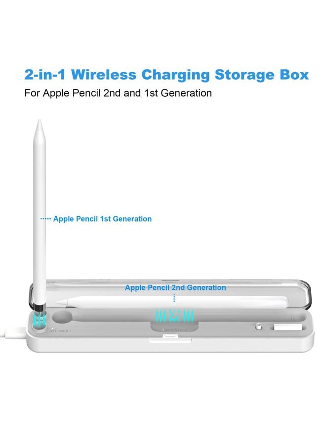 AreMe 2 in 1 Charging Case Compatible with Apple Pencil 2nd and 1st Generation, Magnetic Wireless Charger Dock for Pencil 2nd Gen, Portable Travel Case Storage Box for iPad Pencil - Image 2