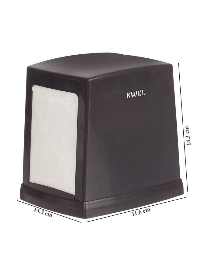 KWEL Double Side Cube Table Top L-Fold Tissue Paper Holder Dispenser Tissue Box Holder for Dining Table, Napkin Holder Boxwith 2 Packets (200 Tissues) - Black - Image 4