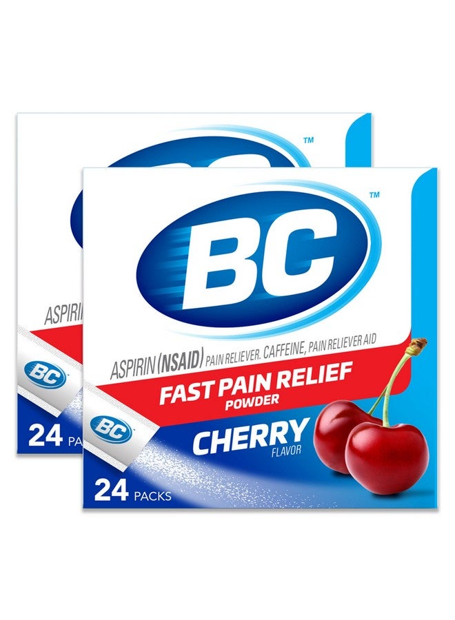 BC Powder Pain Reliever, Cherry Flavor Aspirin Dissolve Packs, 24 Count Powder Packets (2 Pack) - Image 1