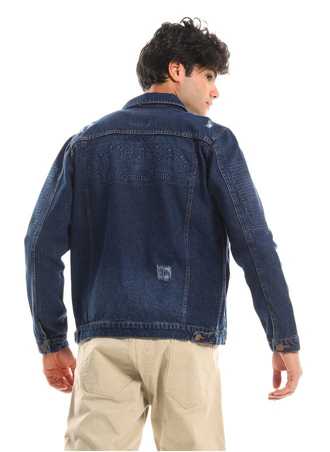 WHITE RABBIT - Ripped Details Below Waist Length Denim Jacket - Classic Indego - Image 1