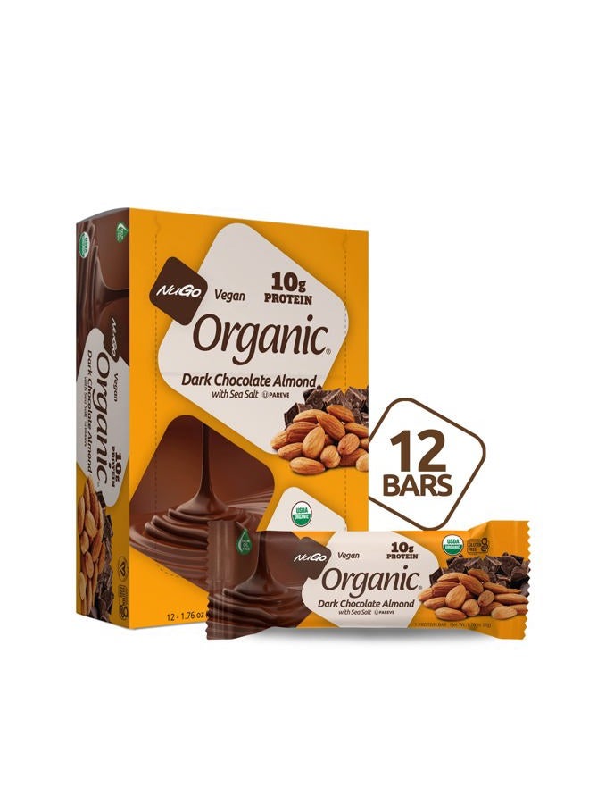 NuGo Organic Double Dark Almond 10G Vegan Protein Gluten Free 190 Calories 12 Count 1.76 Ounce Brown - Image 1