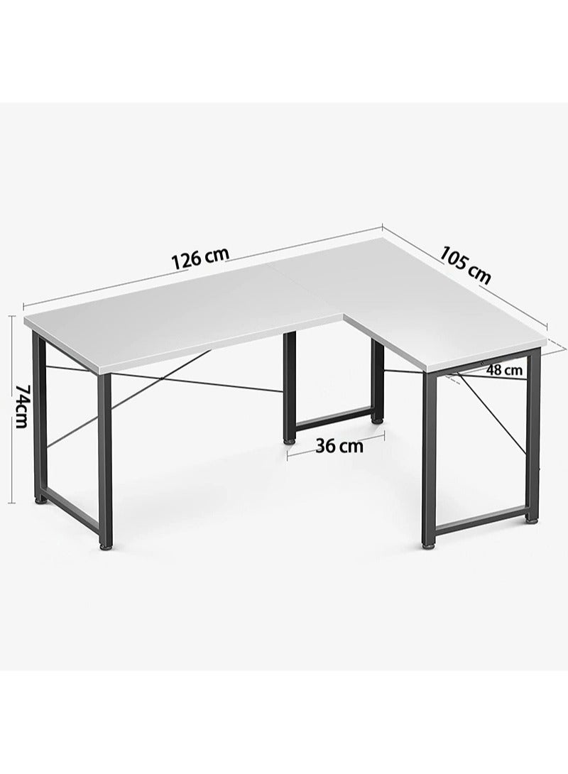 AGD L-Shaped Computer and Study Gaming Desk 50 Inch with Round Corner and Removable Shelf for Home Office Workstation, White - Image 2