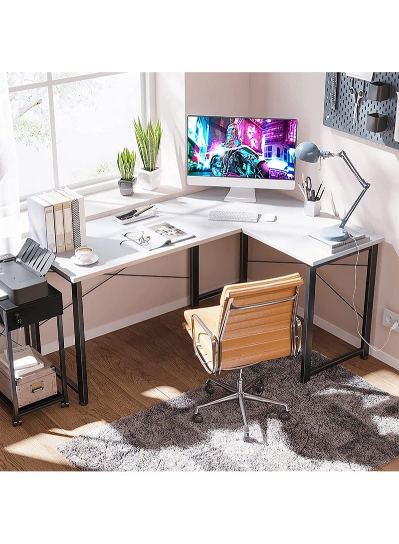 AGD L-Shaped Computer and Study Gaming Desk 50 Inch with Round Corner and Removable Shelf for Home Office Workstation, White - Image 3