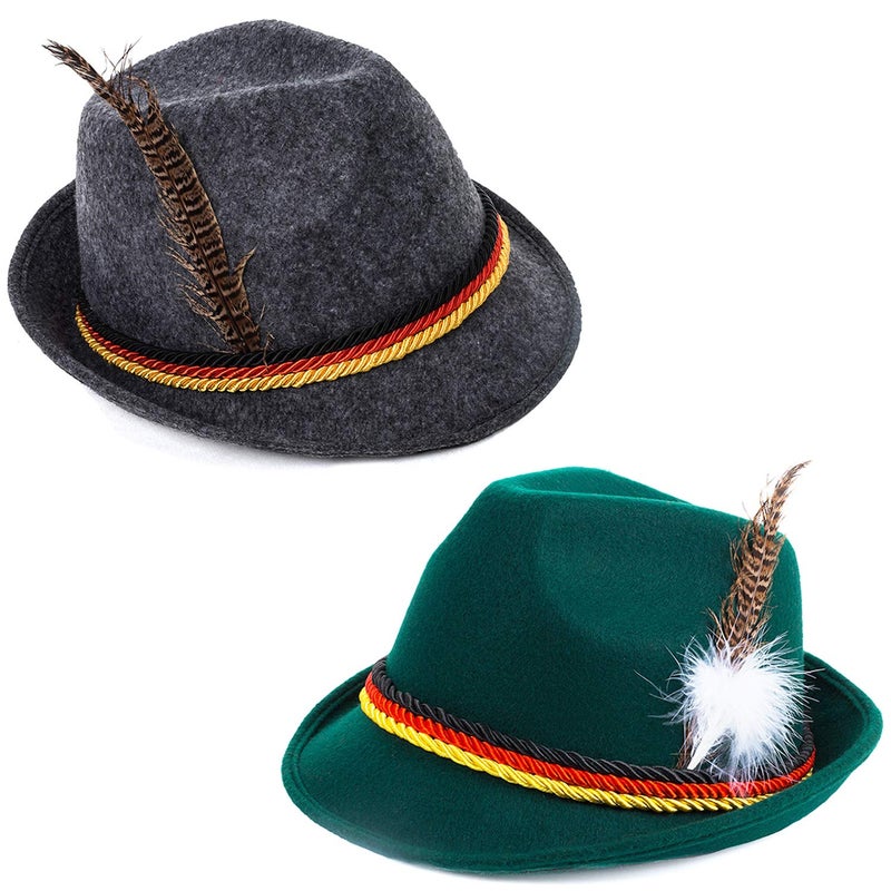 Tigerdoe Oktoberfest Hats (2-Pack) â€“ Bavarian Alpine Hats with Feather for Adults & Teens â€“ Unisex German Costume for Oktoberfest, Halloween, Beer Festivals & Parties - Image 1