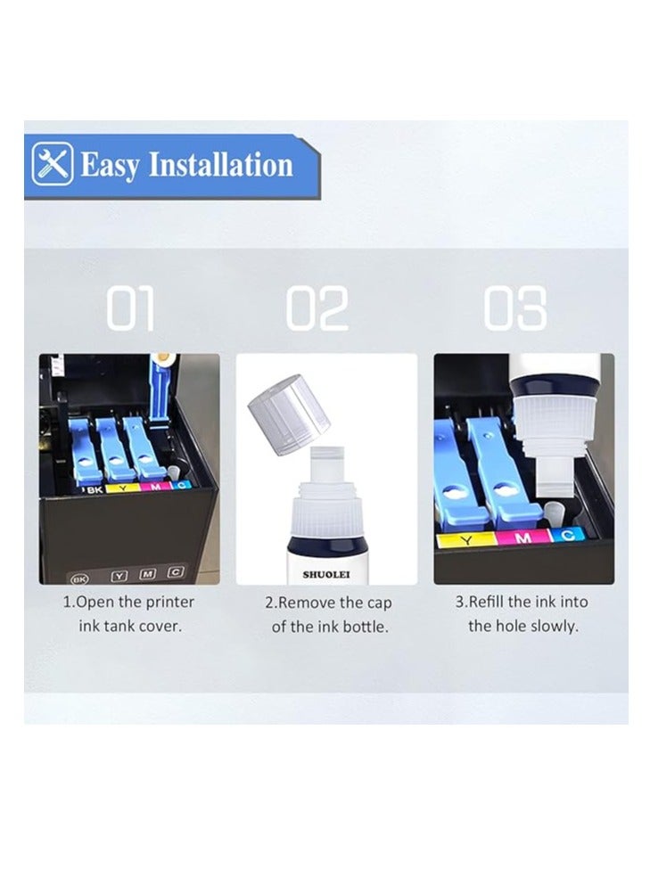 Terabyte 003 Compatible Refill Ink for Epson L3110, L3150, L3250, L3252, L3115, L3116, L3101, L3210, L3215, L3216, L3151, L3152, L3156, L5190 - Printer Ink (70gm x C/M/Y/ Black) Bottle - 503468 - Image 5
