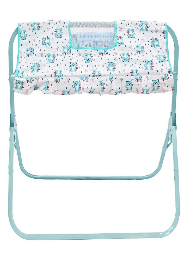 Franklite Born Baby Cradle with Mosquito & Hanging Chains, Soft Seat,Cradle for Baby,palna for New Born Baby 0-6 Month (Sky Blue) - Image 3