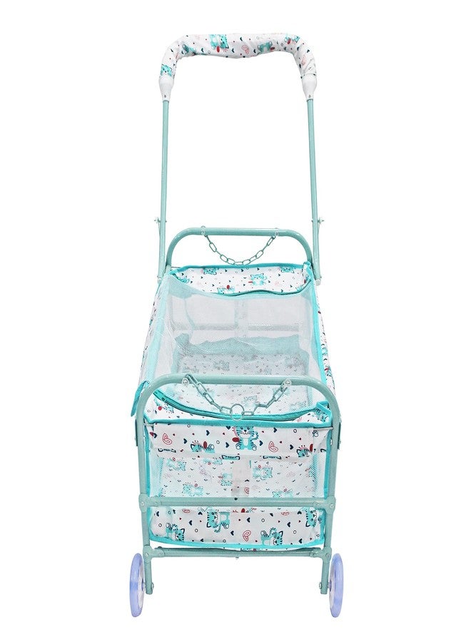 Franklite Born Baby Cradle with Mosquito & Hanging Chains, Soft Seat,Cradle for Baby,palna for New Born Baby 0-6 Month (Sky Blue) - Image 5