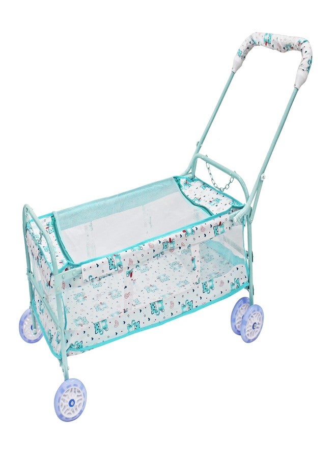 Franklite Born Baby Cradle with Mosquito & Hanging Chains, Soft Seat,Cradle for Baby,palna for New Born Baby 0-6 Month (Sky Blue) - Image 4