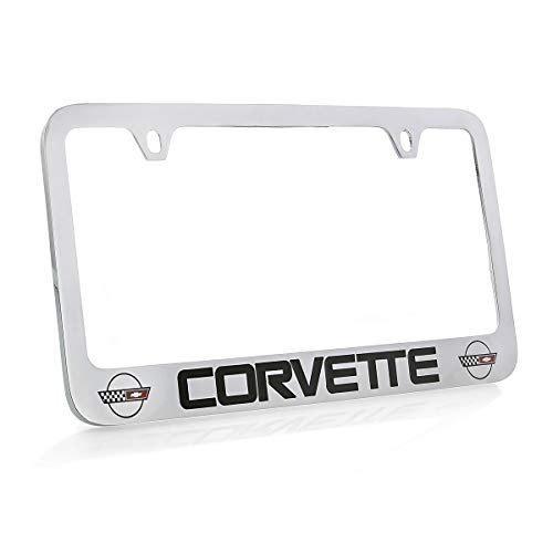 Chevrolet Corvette C4 Chrome Plated Metal License Plate Frame Holder - Image 1