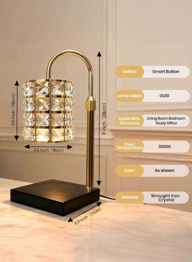 YATAI LIGHTING Crystal Candle Warmer Lamp, Electric Wax Melter with GU10 Holder, 4-Level Dimming, 2H-4H-8H Timer, Adjustable Height, 3000K Warm Light, Gold and Crystal Wax Melt Lamp for Bedroom Living Room - Image 4
