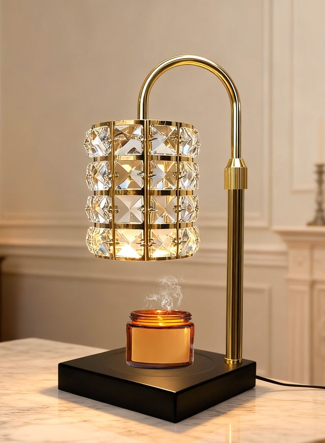 YATAI LIGHTING Crystal Candle Warmer Lamp, Electric Wax Melter with GU10 Holder, 4-Level Dimming, 2H-4H-8H Timer, Adjustable Height, 3000K Warm Light, Gold and Crystal Wax Melt Lamp for Bedroom Living Room - Image 1