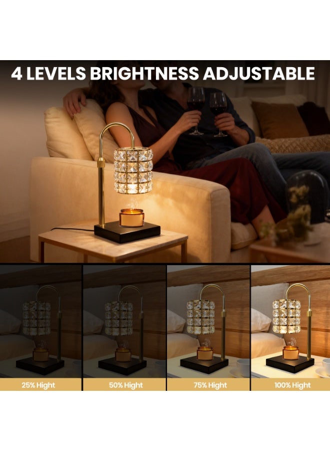 YATAI LIGHTING Crystal Candle Warmer Lamp, Electric Wax Melter with GU10 Holder, 4-Level Dimming, 2H-4H-8H Timer, Adjustable Height, 3000K Warm Light, Gold and Crystal Wax Melt Lamp for Bedroom Living Room - Image 5