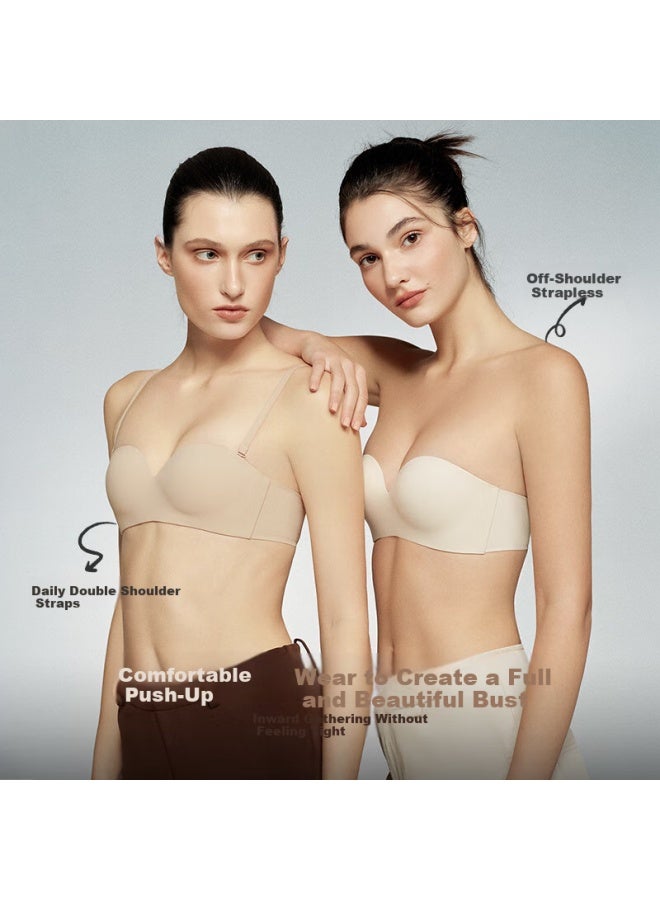 Ubras Two-way Shoulder Strap Detachable Small Chest Push-up Bandeau Bra Women's Bra Strapless Bra Anti-slip Bare Skin B70 - Image 2