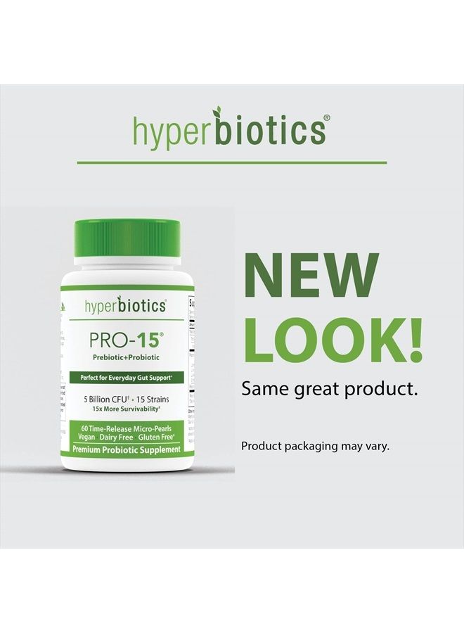 Hyperbiotics مكمل بروبيوتيك نباتي برو 15 | لآلئ إطلاق الوقت | 15 سلالة متنوعة | بروبيوتيك للنساء والرجال | صحة الجهاز الهضمي والمناعي | خالي من الغلوتين والألبان | 60 حبة - Image 4