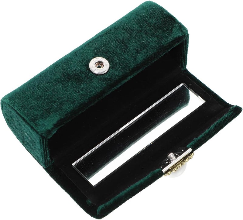 Retro Velour Lipstick Case with Mirror Portable Lip Gloss Holder Vintage Velvet Cosmetic Container for Women Travel Makeup Storage - Image 1