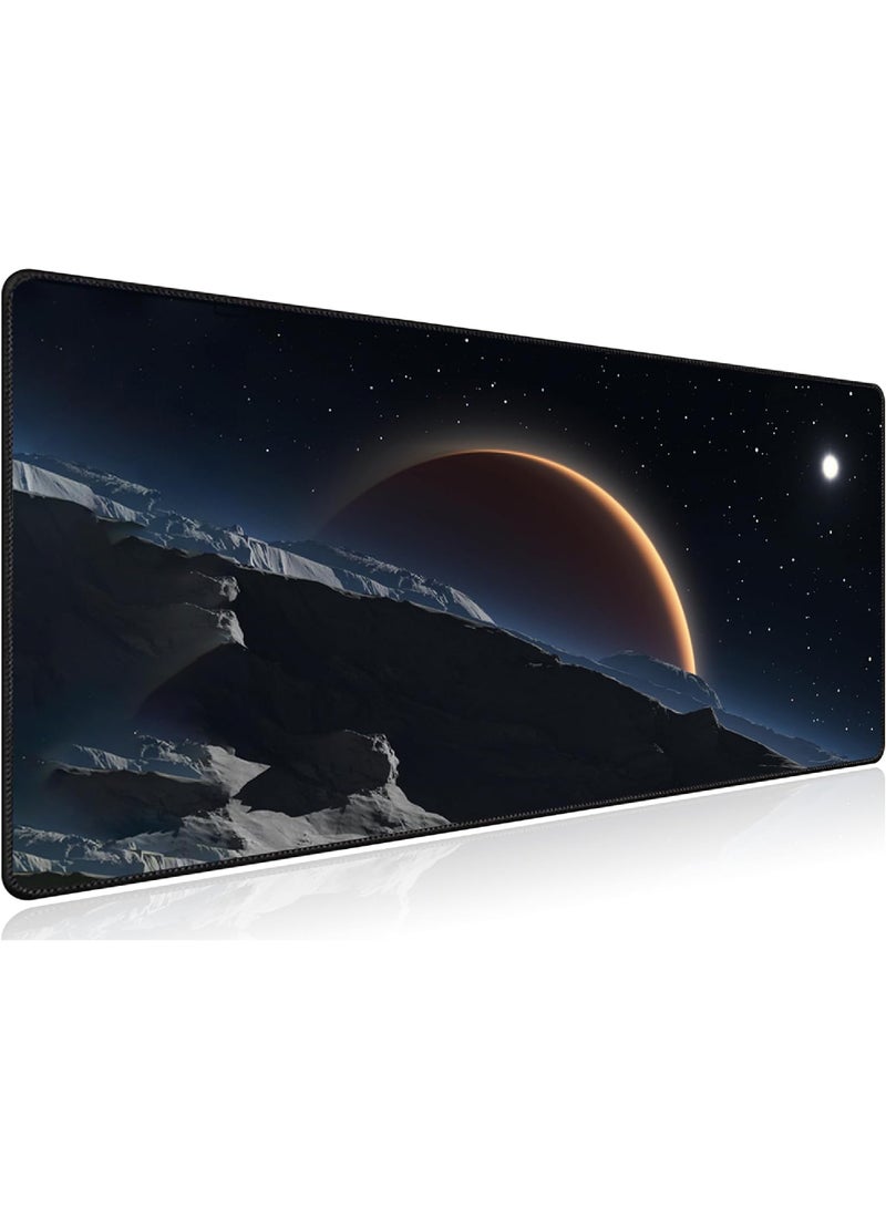 Rock Pow Extended Gaming Mouse Pad XXL,Anti-Skid Mousepad Large Keyboard Mouse Pad Desk Mat with Stitched Edges (800x300x3mm,Mars) - Image 1