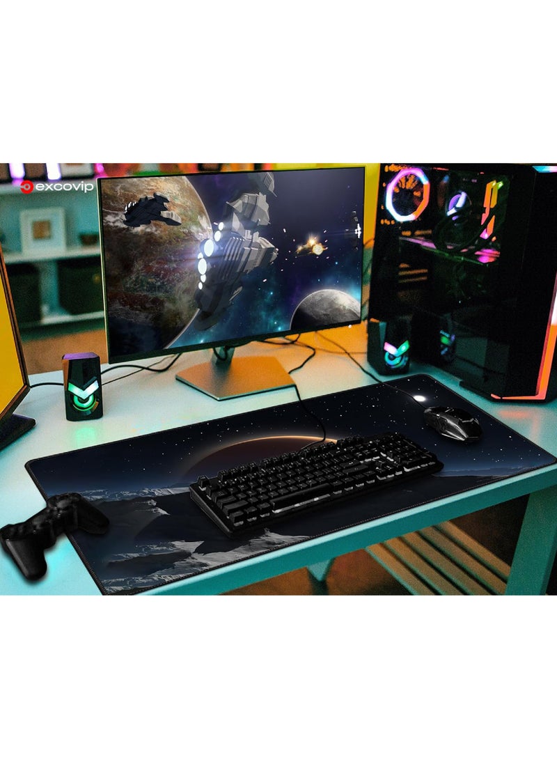 Rock Pow Extended Gaming Mouse Pad XXL,Anti-Skid Mousepad Large Keyboard Mouse Pad Desk Mat with Stitched Edges (800x300x3mm,Mars) - Image 2